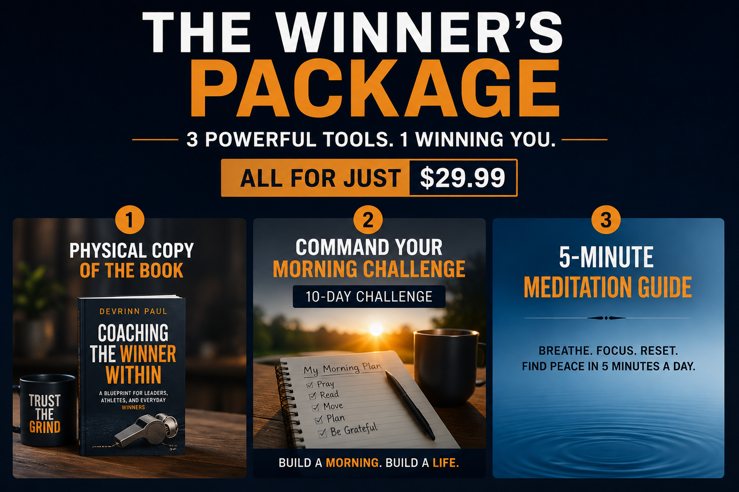 The Winner’s Package | Book + Command Your Morning + Meditation Experience